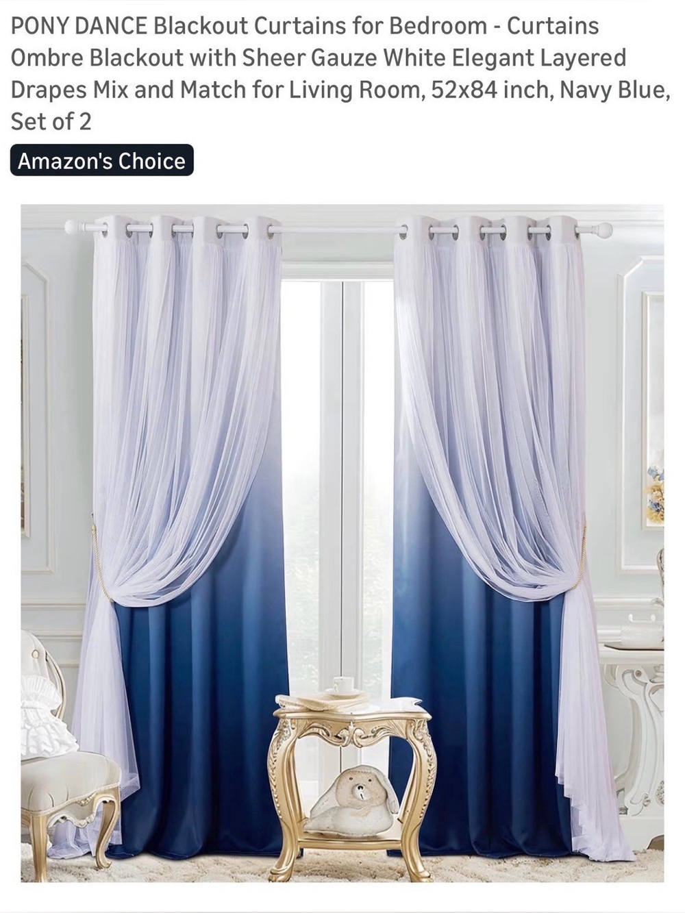 Blackout Curtains for Bedroom - Ombre with Sheer Layered Drapes